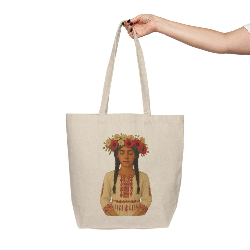 Artistic Floral Canvas Shopping Tote
